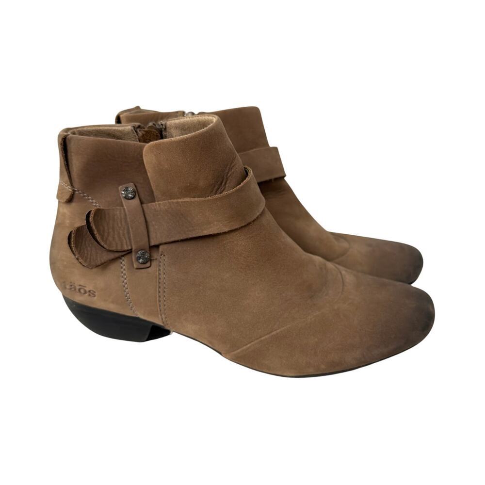 Taos Boots Womens Size 8 Brown Oiled Leather Bootie Side Zip